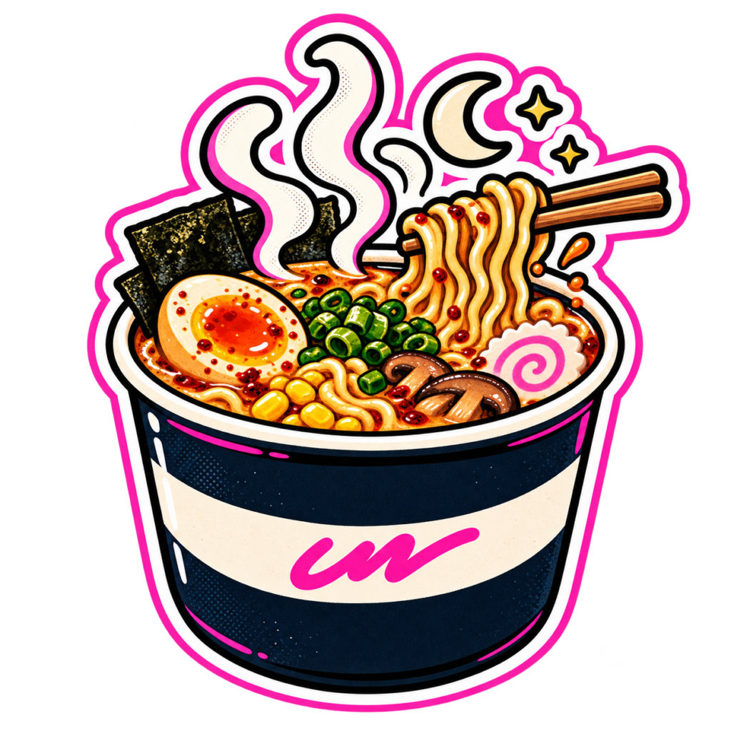 Neon after dark ramen sticker
