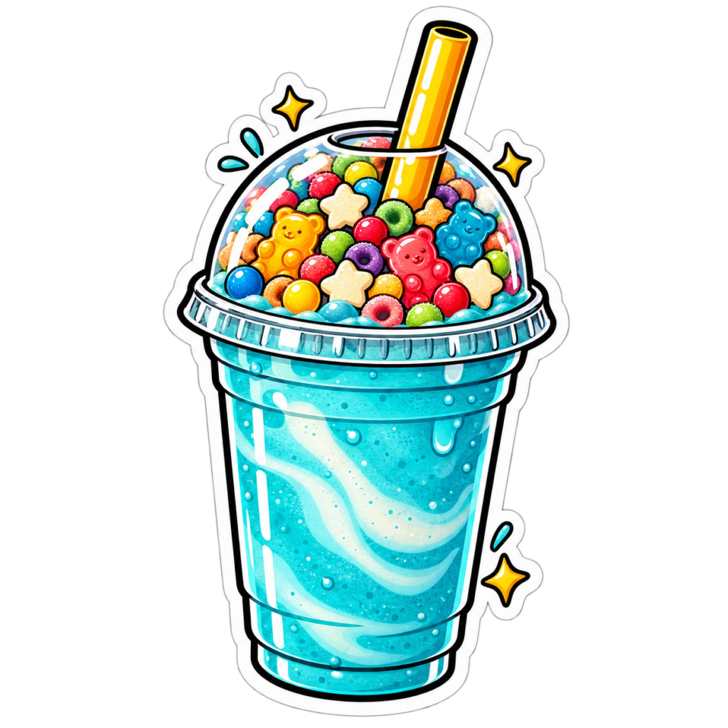 Turquoise candy slushie cup