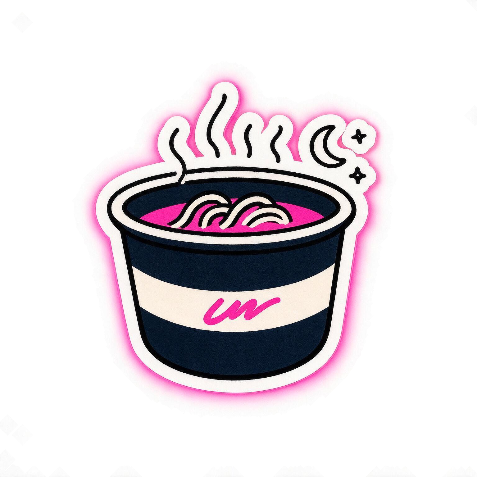 Neon after dark ramen sticker