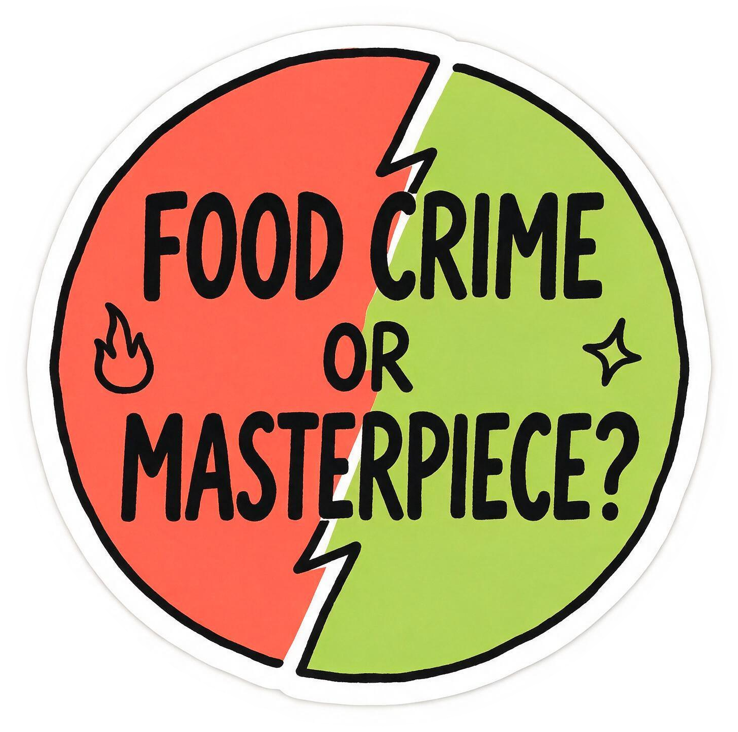 Food Crime or Masterpiece sticker badge